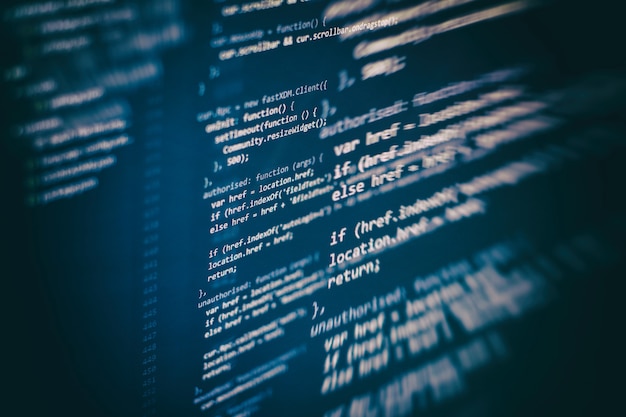 Photo big data storage and cloud computing representation. programming code .