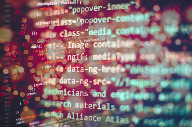 Photo big data storage and cloud computing representation. template of website, selective focus. data processing center. data optimization. computer interface.