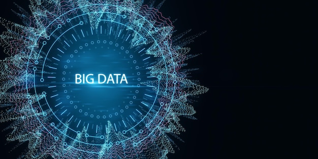 Photo big data visualization and data flow concept with abstract digital data graph waves on blank dark technological background with place for your advertising text 3d rendering mock up