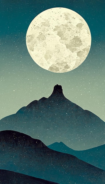 Photo big full moon in the clear night sky that is obscured