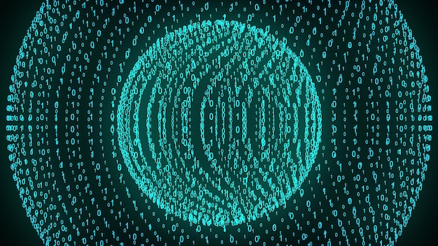 Photo big and small binary number spheres computer generated 3d rendering of binary code background with numbers abstract elements