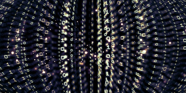 Photo binary code background motion binary data hacking computer data technology of digital binary data screen 3d illustration