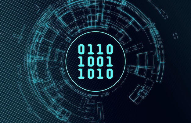 Photo binary code computation and quantum mechanics concept