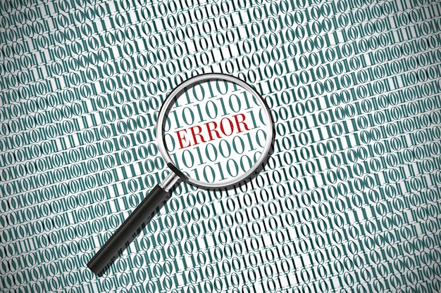 Photo binary code with text error programming concept