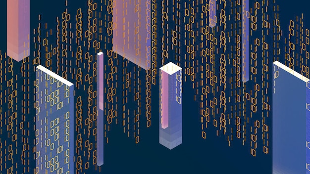 Photo binary digital computing functional computing technologyabstract of future digital information technology concept sending and receiving information in the future3d rendering