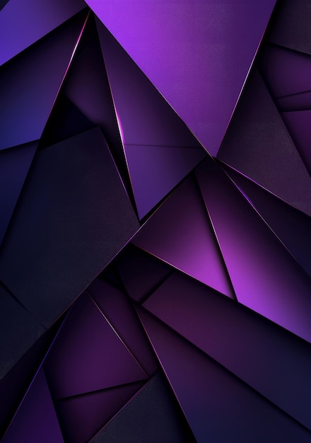 Photo black angular shapes and lines dark purple gradient background and reflective metal surfaces dynamic lighting effects