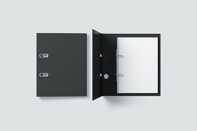 Photo blank black ring binder folder design  top view