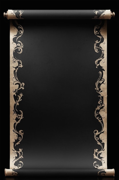 Photo blank scroll black paper background