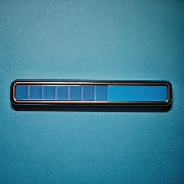 Photo a blue loading bar displayed on a vibrant blue background indicating progress in a digital interface