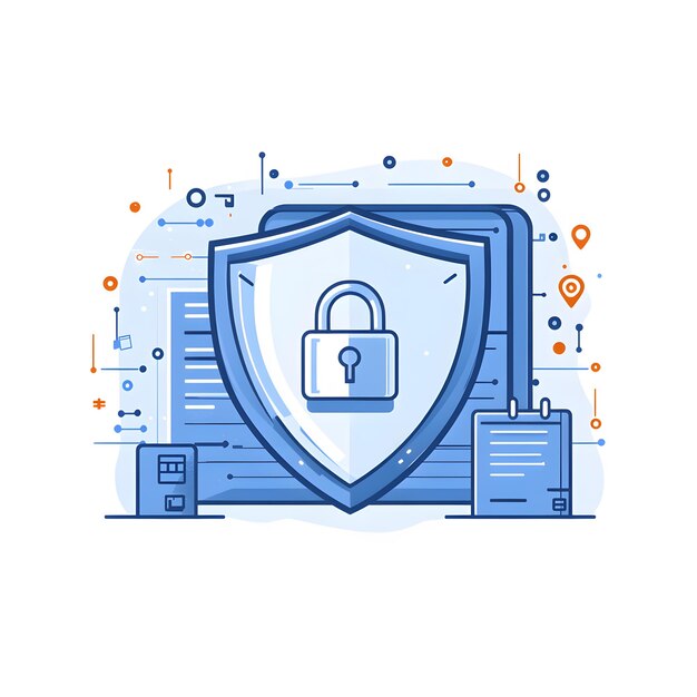 Photo a blue shield with a padlock and a padlock on it