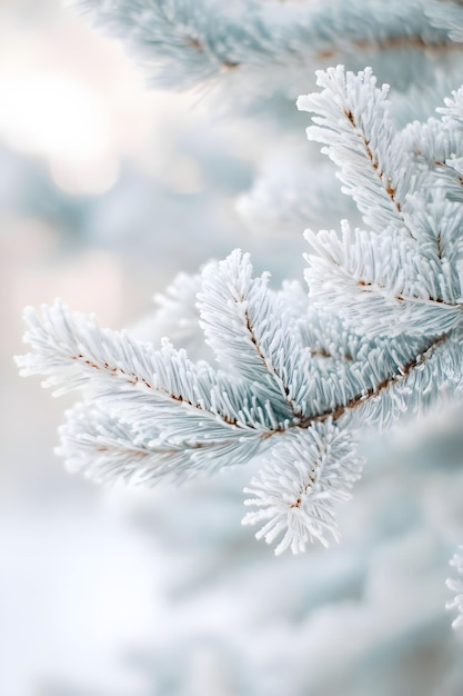 Photo a branch of a pine tree with snow on it