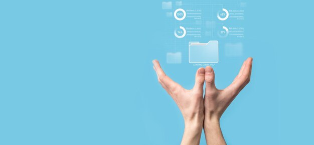 Photo business developer hand using board framework on virtual modern computer showing innovation agile software development lean project management tool fast changes conceptdocument management system dms