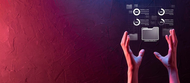 business developer hand using board framework on virtual modern computer showing innovation agile software development lean project management tool fast changes conceptdocument management system dms