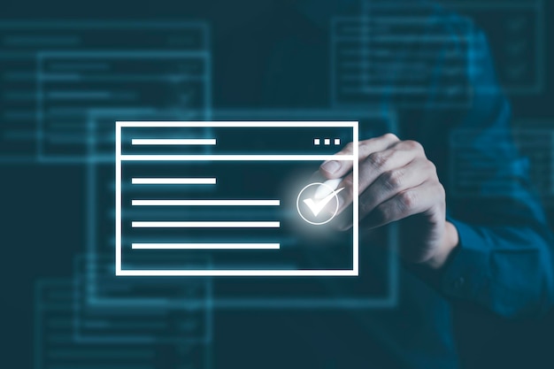 Photo checklist and clipboard task documentation management online survey form checklist by laptop computer document management checking system online documentation database and process manage files