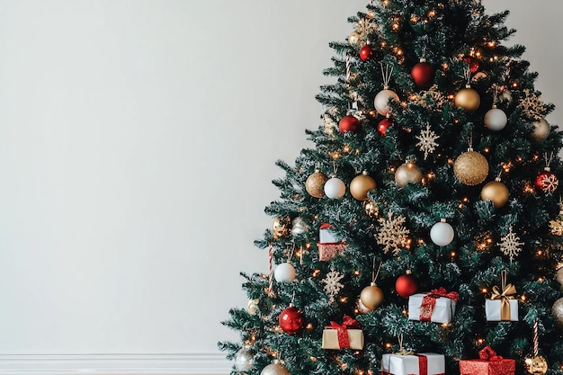 Photo christmas decoration home christmas tree with gifts for the new year christmas eve