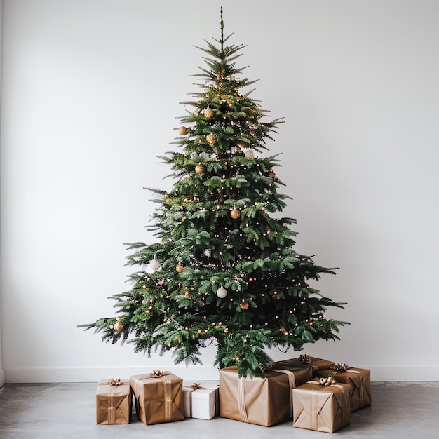 Photo christmas tree pine new year holiday gifts decor garland