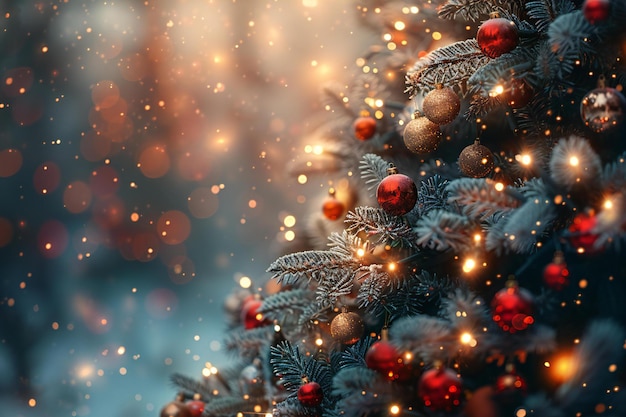 Photo a christmas tree with a bunch of red and black ornaments