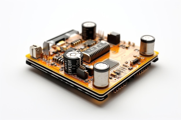 Photo circuit battery electronics white background microcontroller