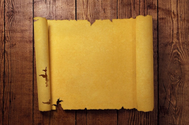 Photo clean aged parchment scroll