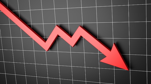 Photo close up on falling arrow chart