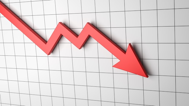 Photo close up on falling arrow chart