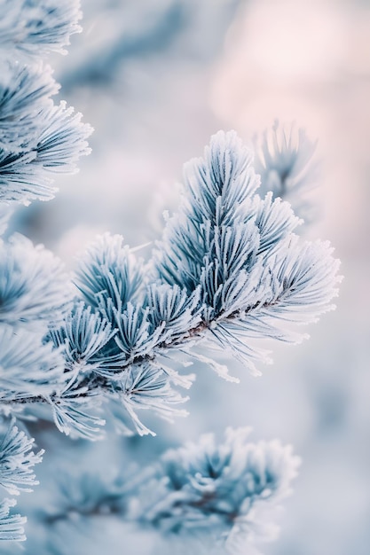 Photo a close up of a snow covered pine tree