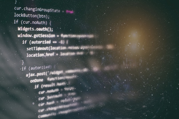 closeup developing programming and coding technologies. developer working on web sites codes in office.