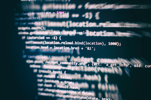 Photo closeup developing programming and coding technologies. developer working on web sites codes in office.