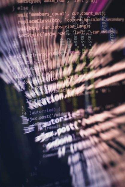 Photo closeup developing programming and coding technologies. developer working on web sites codes in office.