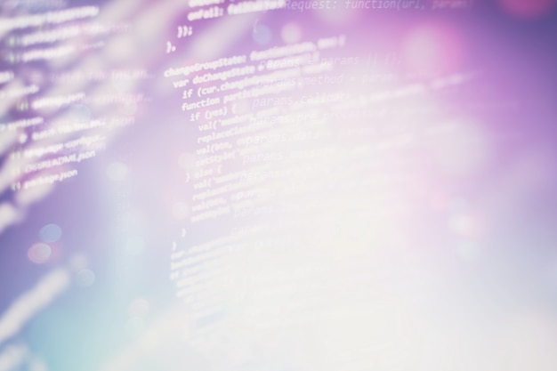 Photo closeup developing programming and coding technologies. developer working on web sites codes in office.