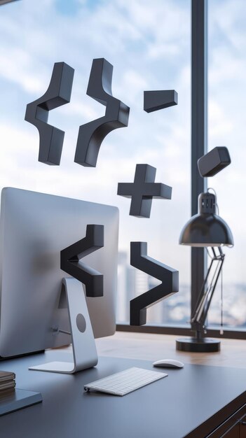 Photo code part symbol concept of coding and programming 3d render