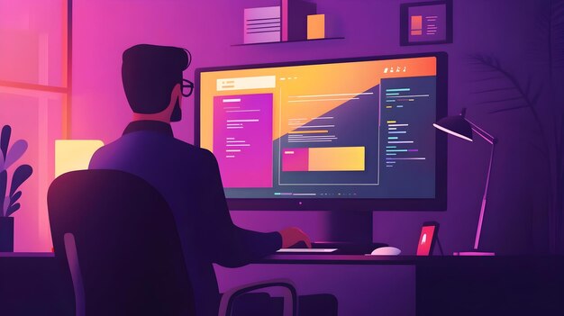 Photo coder developing animated html5 canvas for dynamic digital content creation