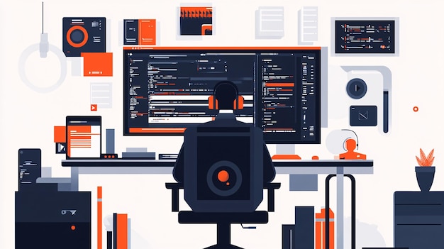 Photo coder working on an html5 canvas with animated elements dynamic web content creation engaging digital design