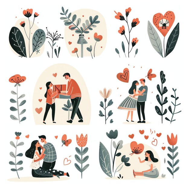 Photo a collage of pictures with a couple and a heart shaped frame