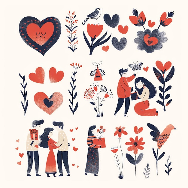 Photo a collage of pictures with a couple kissing and a couple kissing