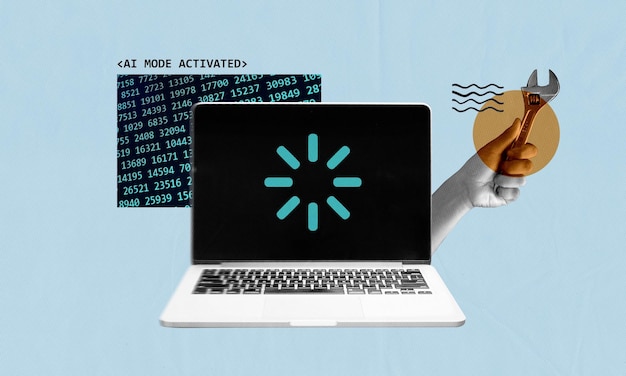 Photo collage of using ai to process data and fix daily life problems