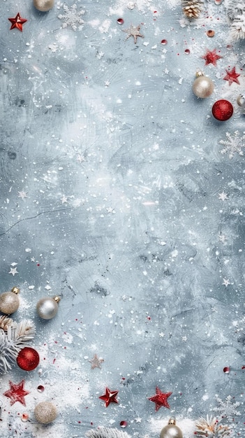 Photo colorful red and silver star confetti scatters across a light blue background adding a festive touch to a celebration