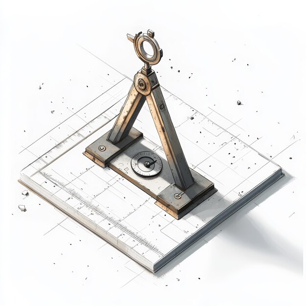 Photo compass and architectural plan on white background 3d illustration