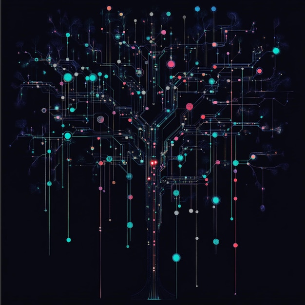 Photo a complex branching structure in a git repository showcasing feature and release branches