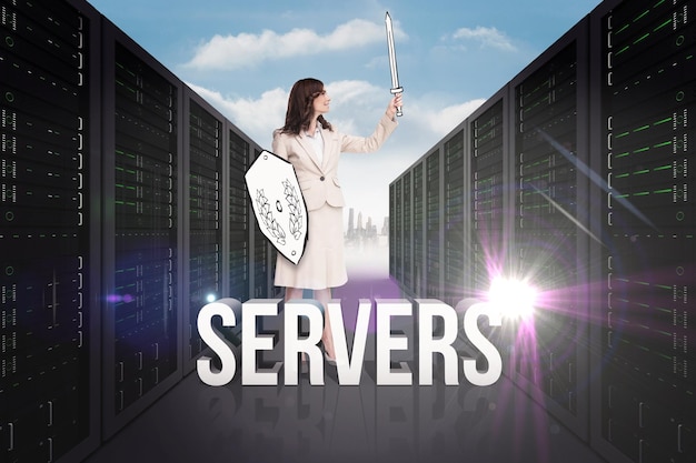 Photo composite image of corporate warrior