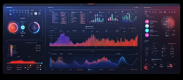 Photo a computer monitor displaying a dashboard with graphs and data visualizations
