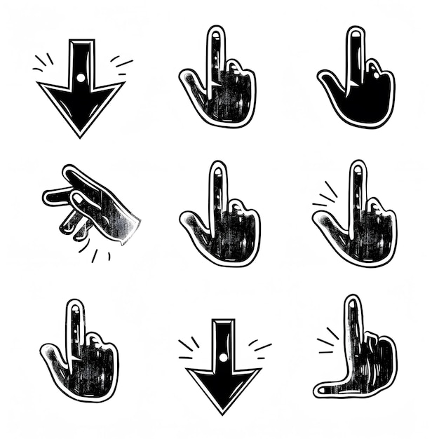Photo computer mouse click cursor arrow icons set clicking cursor hand cursors icons click set pointer