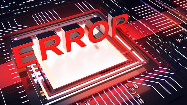 Photo computer processing work notify a security alarm errorcomputer system notificationerror system hacked3d rendering