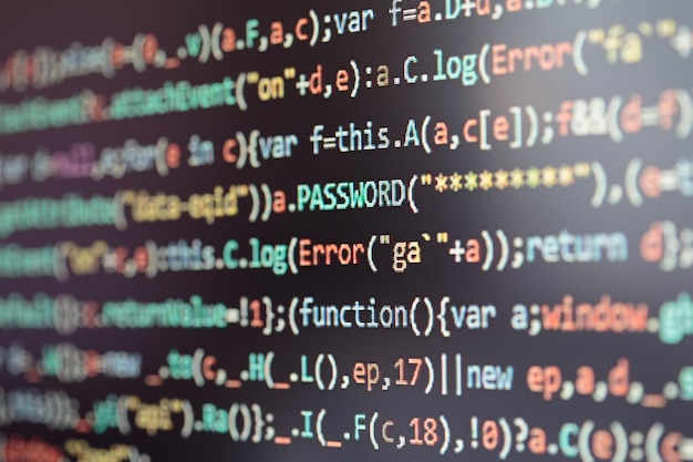 Photo computer screen displaying program code website development application building password