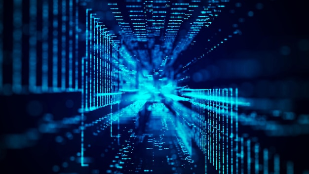 Photo computer technology background digital data flow network connection structure big data visualization 3d rendering