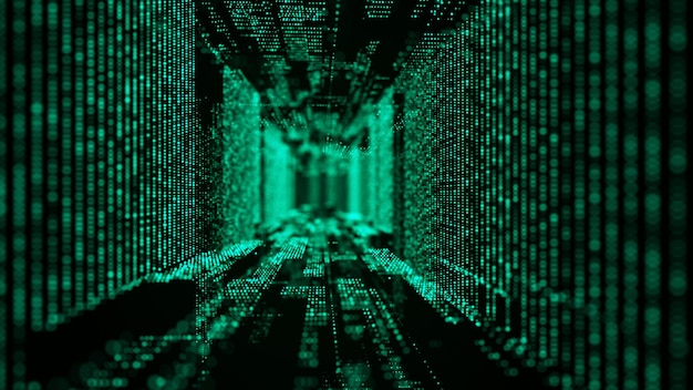 Photo computer technology background digital data flow network connection structure big data visualization 3d rendering