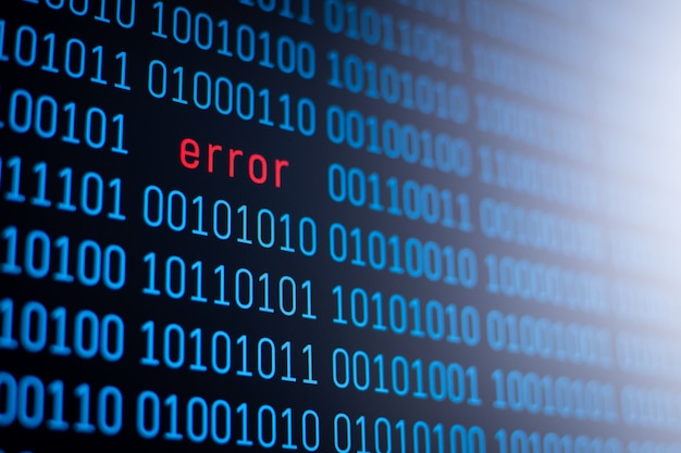 Photo concept of error in program code. detection of dangerous worms, bugs and viruses in computer programs