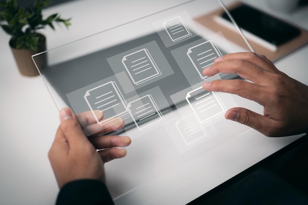 Photo corporate business technology, online documentation database, document management system (dms), online documentation database and process automation to efficiently handle files.