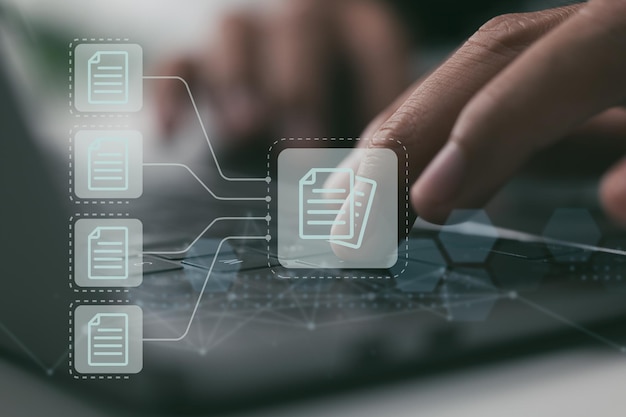 Photo corporate business technology, online documentation database, document management system (dms), online documentation database and process automation to efficiently handle files.