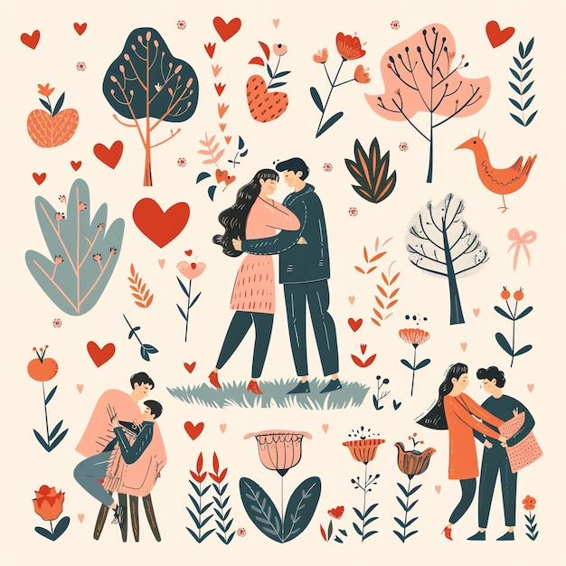 Photo a couple kissing in front of a heart with a couple kissing